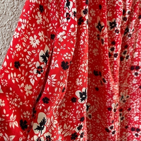 Free People Jumpsuit Cecilia Wide Leg Floral Tie Strap Bohemian Prairie Red S - Picture 8 of 15